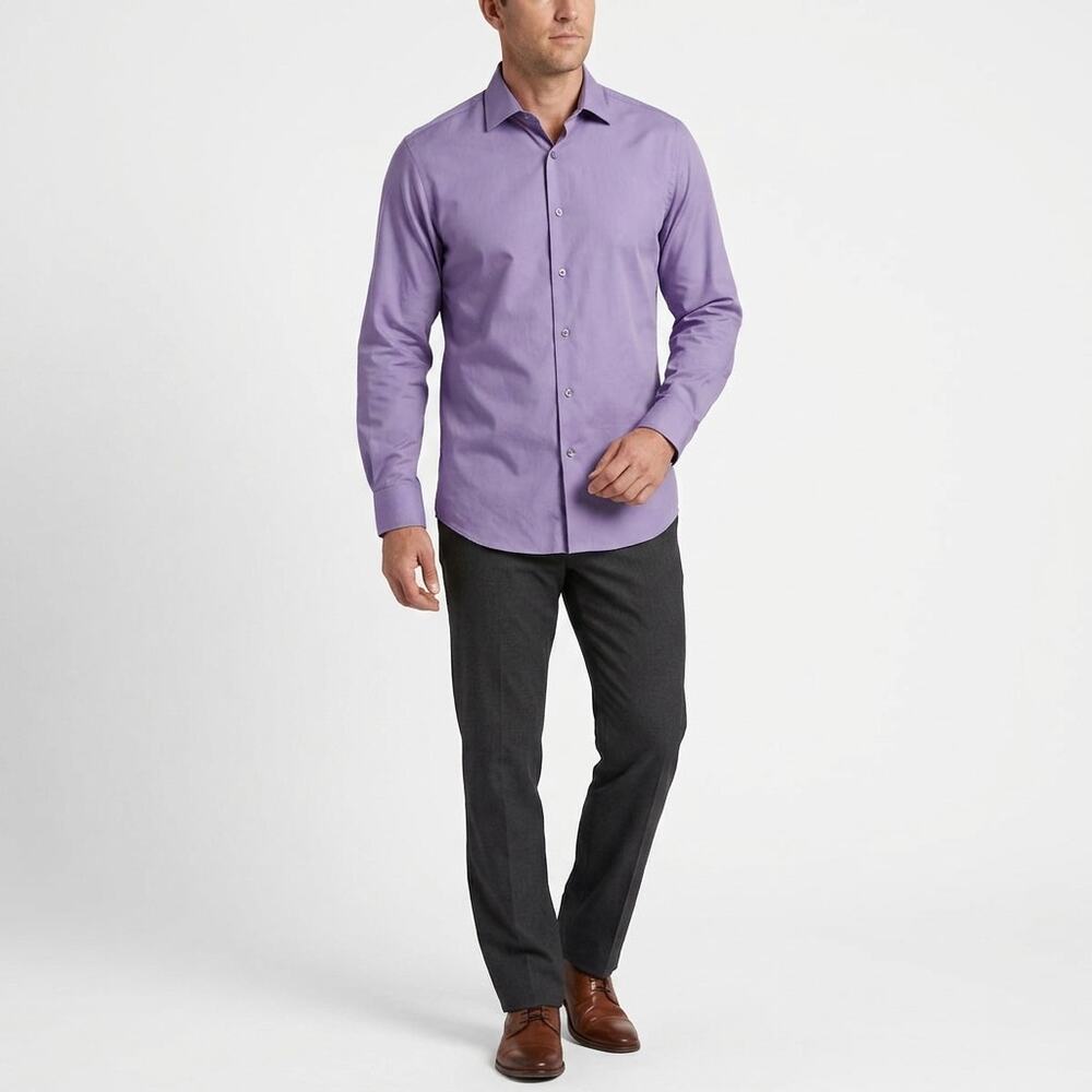 Awearness Kenneth Cole Purple Dress Me Non-Iron Slim Fit Size 16 34/35